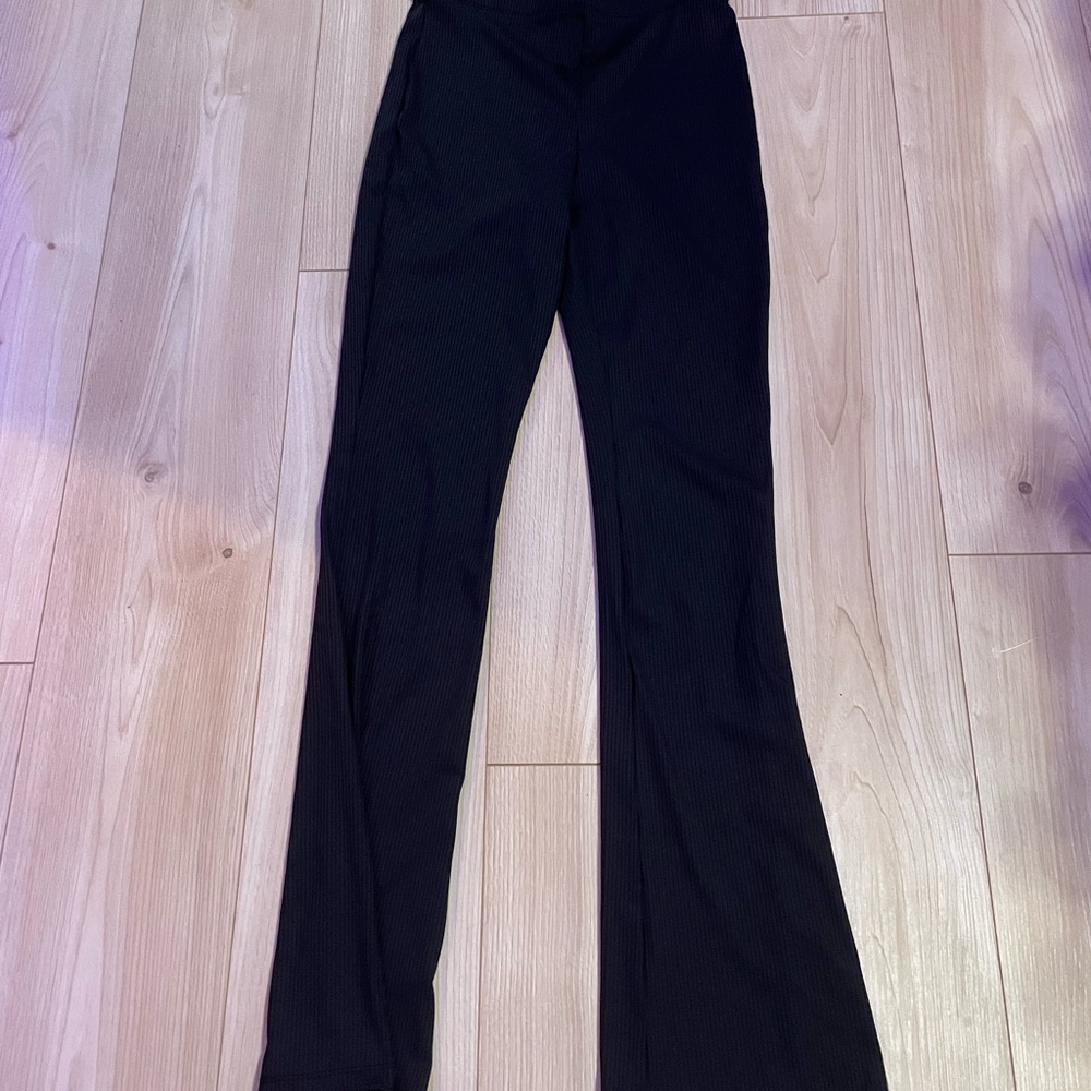 H&M Ribbed Black Flare Pants